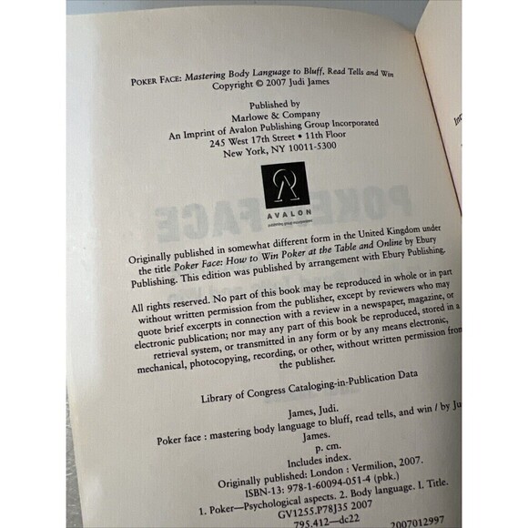 Poker Face Mastering Body Language to Bluff, Read Tells and Win by Judi James - Picture 3 of 4